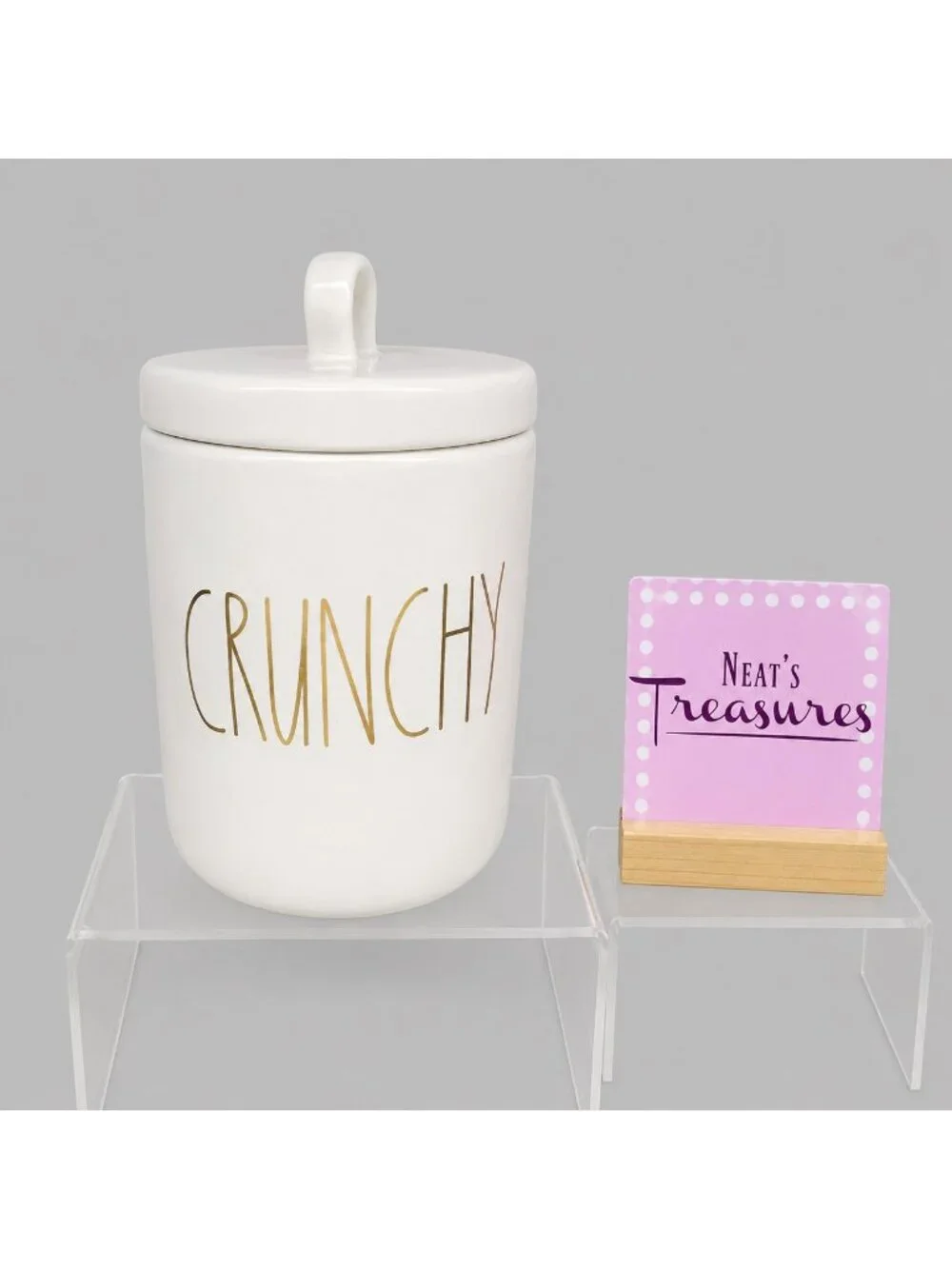 Rae Dunn CRUNCHY Artisan Collection By Magenta Typewriter Gold Letter Canister